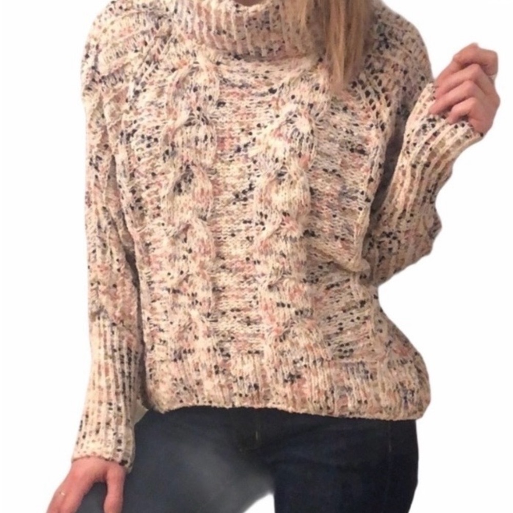 Anthropology Moon Madison sparkle knit cowl neck chunky knit sweater - Size L